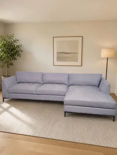 Like New Grey Sectional Sofa with Chaise – 128" L-Shape Couch, View more