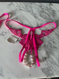 Pearl Necklace & Butterfly GSting Thong NEW
