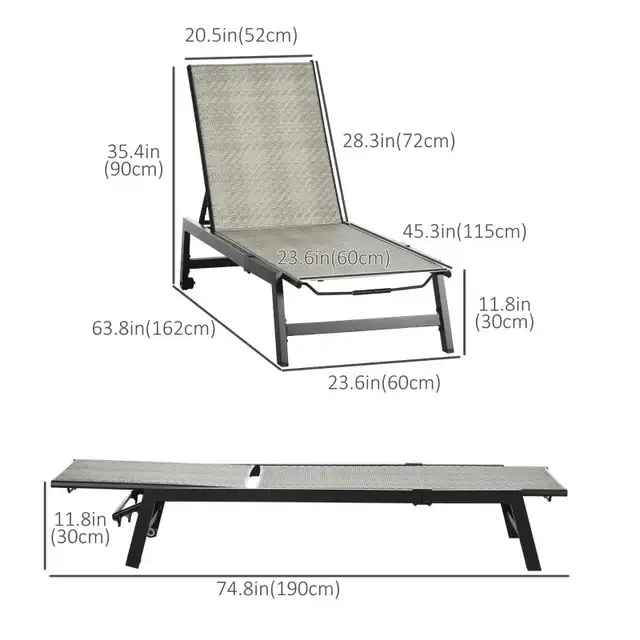 Patio Lounger Chair Set, Outdoor Aluminum Frame PE Rattan Wicker in Patio & Garden Furniture in Markham / York Region - Image 2