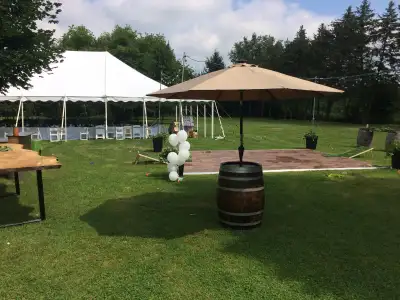 Countryside Event Rentals. Authentic French oak wine barrels nicely finished along with optional gla...