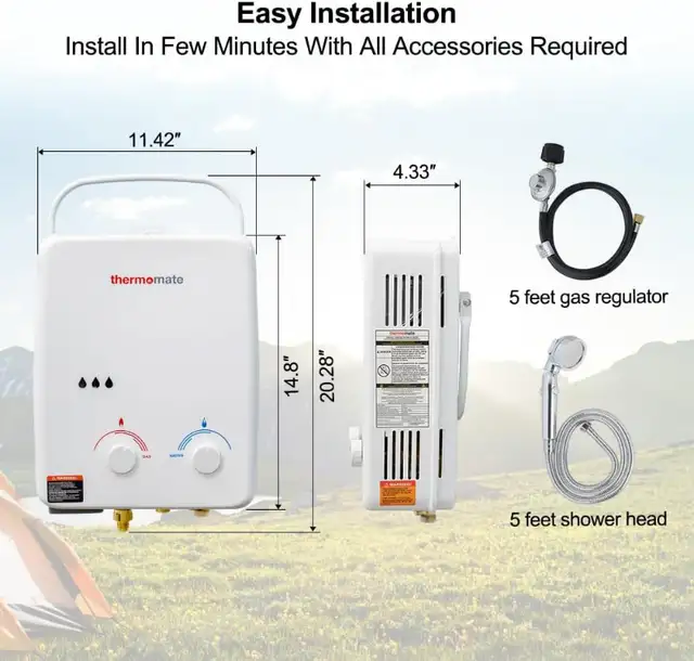 Tankless Water Heater, thermomate 5L Portable Propane Gas Hot Wa in Heaters, Humidifiers & Dehumidifiers in Calgary - Image 2