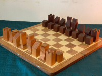 1966 Lanier Graham Chess Pieces Set MODERN ART DECO- CHESS BOARD