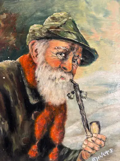 ️ Framed Painting – Bearded Man with Pipe , View more