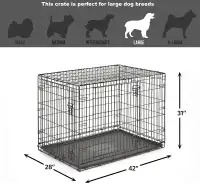 Folding Metal Dog Crate - Large