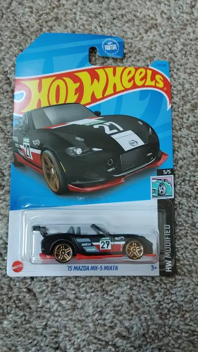 2023 HOT WHEELS ‘15 MAZDA MX-5 MIATA #114/250 HW Modified 5/5 matte Black. Please see photos for con...