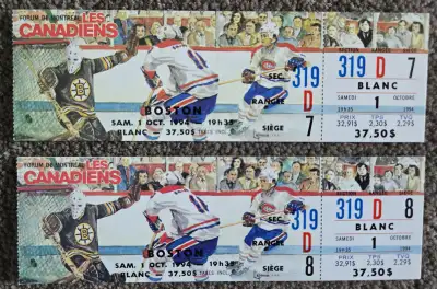 2 Hockey Tickets / 2 billets -- EACH SET -- 15.00 ----------------------------------------- MONTREAL...
