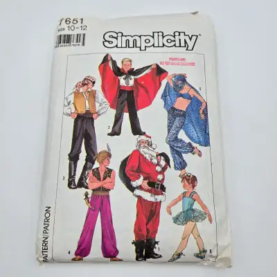 Vintage Costumes Simplicity 7651 Sewing Pattern Santa Cape Pirat, View more