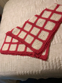 Hand crocheted Afghan blanket - Rose and cream colour