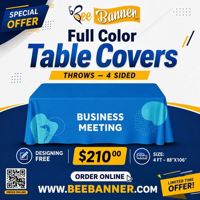 Custom Full Color Table Covers | Trade Show Table Throws