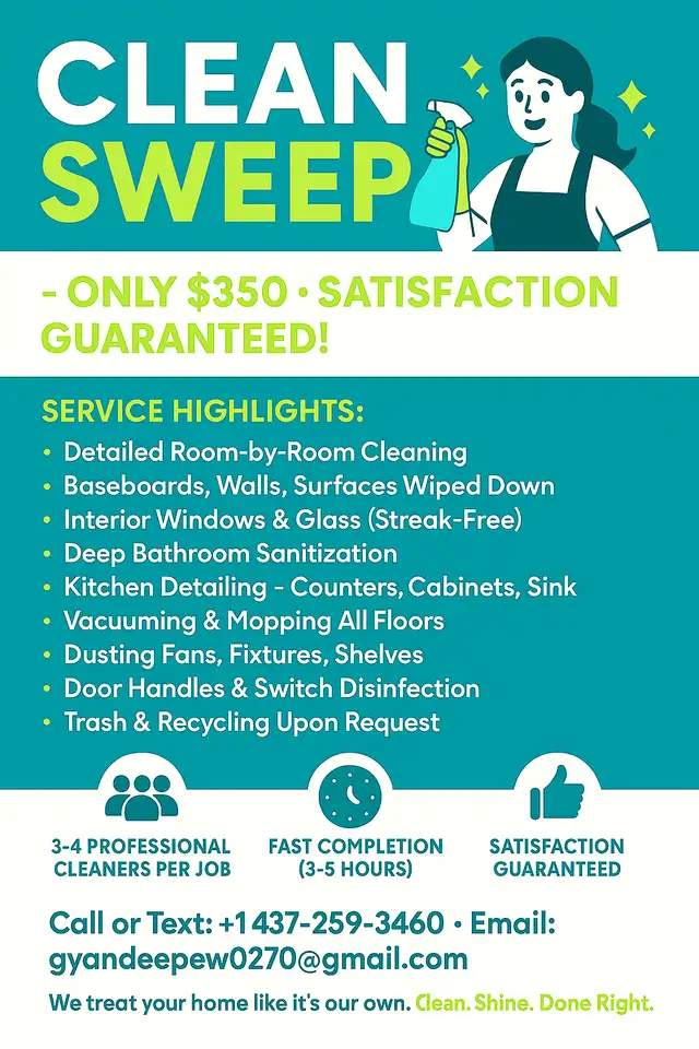 Full Home Deep Cleaning | $350 Only | Clean Sweep – GTA Service632353154446091227