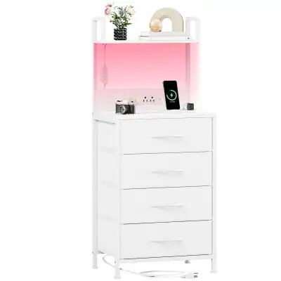 Somdot White Nightstand with Charging Station, View more