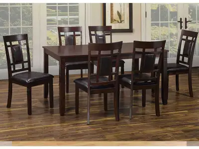Elegant Dark Wood Dining Table with Six Chairsfor sale , View more