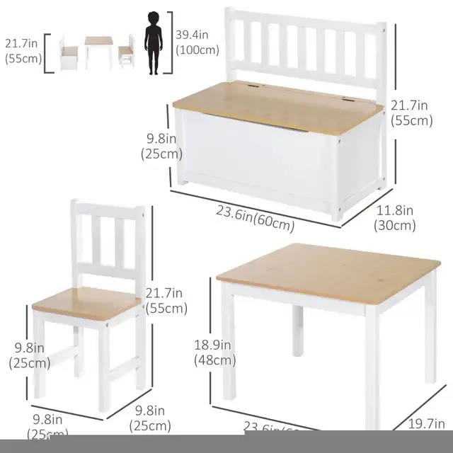 $49-$99, 2 or 4pc Set Kids Wood Table Chair Bench in Chairs & Recliners in Markham / York Region - Image 3