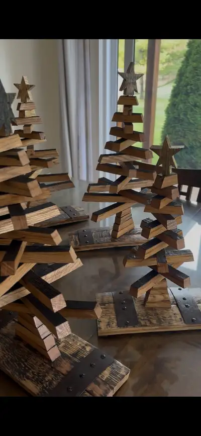 Whiskey Barrel Stave Christmas Tree, View more