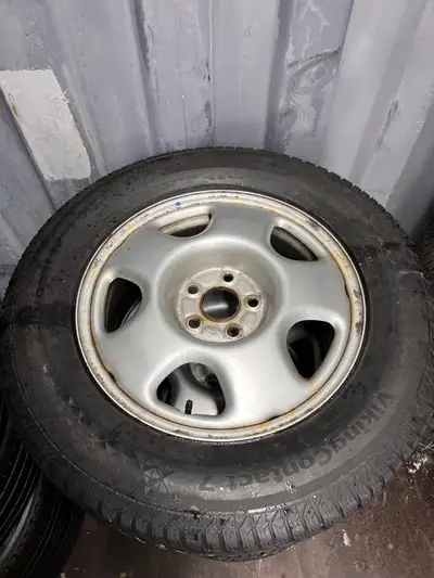 Lots of tread, bought a new car so these don’t fit on current vehicle. Selling tires, comes with rim...