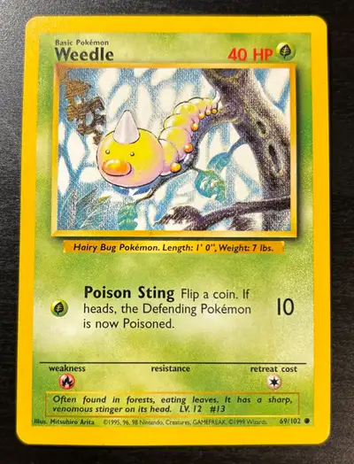99 Pokemon Base Set Weedle #69/102, View more