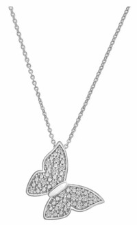 Butterfly necklace - Diamond (1/10 carat) & Sterling Silver
