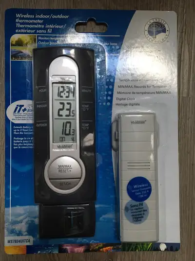 Wireless indoor/outdoor thermometer, View more