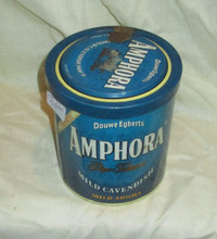Vtg "EMPTY" DOUWE EGBERTS AMPHORA Pipe Tobacco Tin BLUE TIN