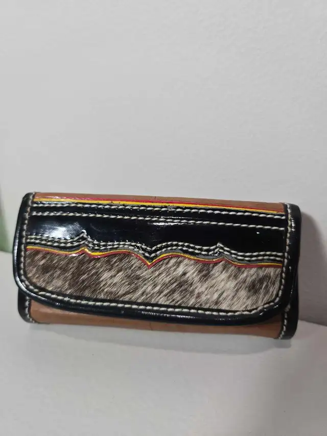 Vintage Columbian Carriel Leather Hair-On Hide Wallet
