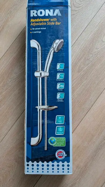 Handshower with adjustable slide bar, brushed nickel finish , View more