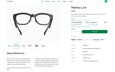 Mentra Live AI Smart Glasses with Charging Case - Mint Condition, View more