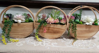 Artificial Succulents Plants With Round Wooden Wall/Home Decor, 