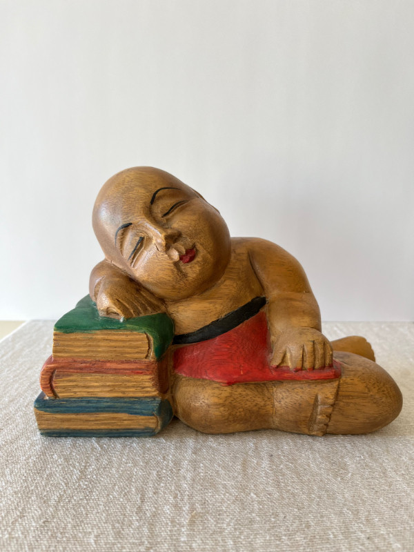 BOOKENDS WOODEN CARVING ASIAN CHILDREN SLEEPING ON BOOKS VINTAGE in Arts & Collectibles in Edmonton - Image 2