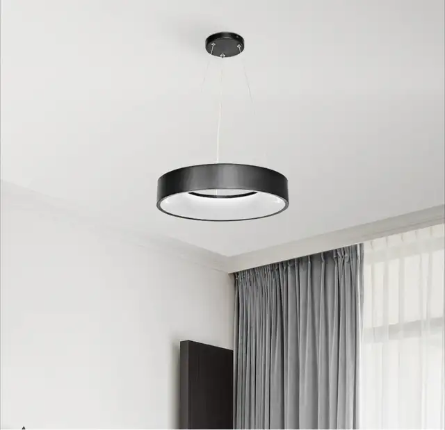 LED Circular Pendant Light Fixture in Matte Black in Indoor Lighting & Fans in Mississauga / Peel Region - Image 2