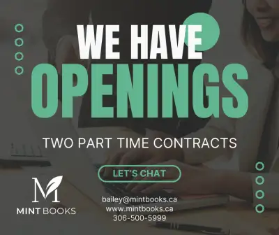 We have openings for two part-time bookkeeping contracts beginning August 2024. *7.5-15 hours/week o...