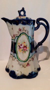 ANTIQUE HAND PAINTED CHOCOLATE POT