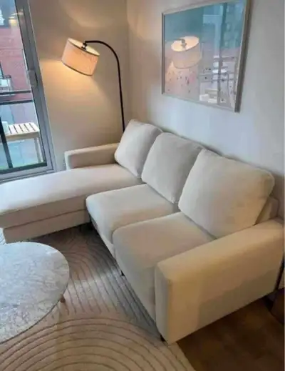 Cream Leather Sectional 3 Seater Sofa Couch, View more