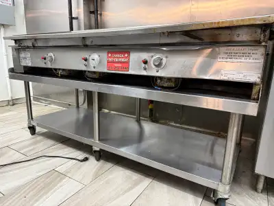 Commercial 72” Gas griddle + Table with wheel, View more