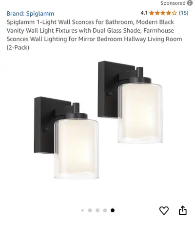 Spiglamm Black Wall Sconces (2-Pack), View more