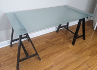 Ikea Large Tempered Glass Work Study Desk Table