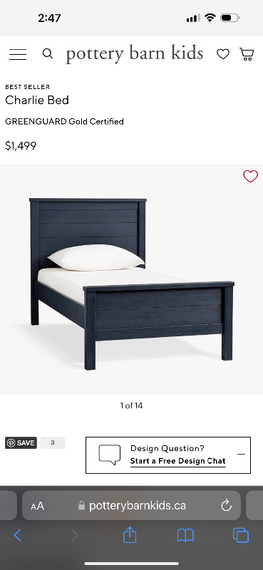 Like New Pottery Barn Charlie Bed Frame in Beds & Mattresses in Mississauga / Peel Region