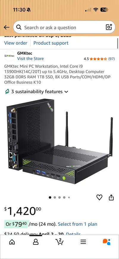 GMKtec Mini PC Workstation Intel Core i9 13900HK 32GB RAM, View more