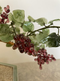 Vgt Chinese Grape Vine W/Buddha & Jade Glass Bonsai Flower Tree
