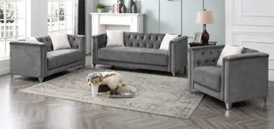 Luxury Velvet Tufted Sofa Set, View more
