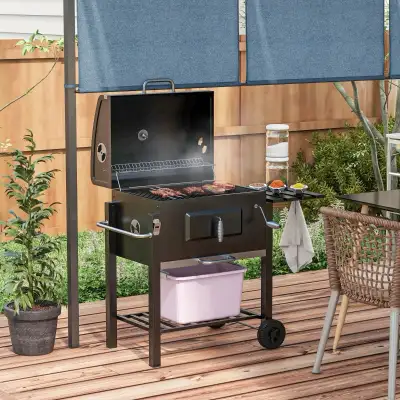 Charcoal BBQ Grill and Smoker Combo Outdoor Portable Trolley Cam, View more