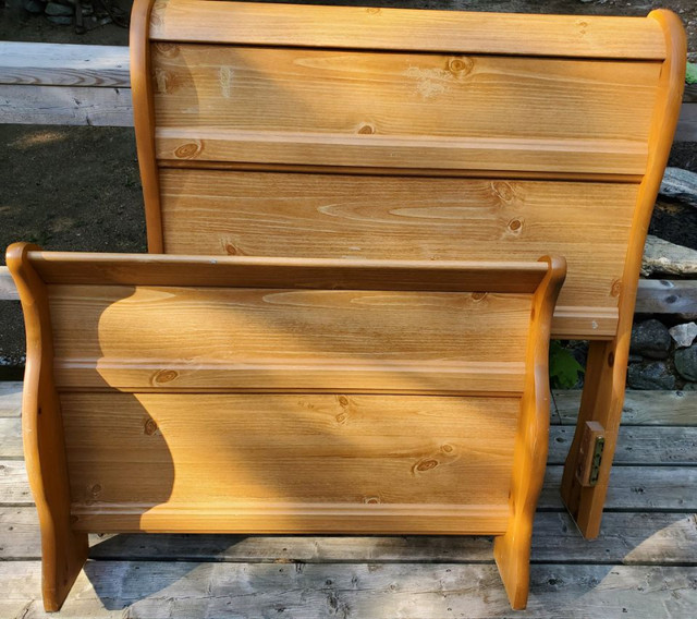 TWIN sleigh bed headboard and footboard pine wood - $50 obo in Beds & Mattresses in City of Toronto