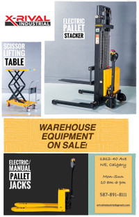 Warehouse Equipments sale! Pallet jacks, stackers, lifting table