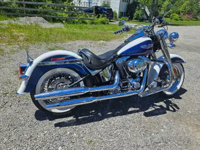 Selling newly Stickered bike 2010 Softail Deluxe low kms. Has windshield and bags .Brand new Battery...