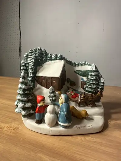 Christmas winter scene trees and snowman - decor an, View more