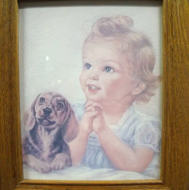 2 KIDS PICTURES IN WOOD FRAMES (BOY & GIRL WITH PUPPY) in Home Décor & Accents in Lethbridge - Image 7