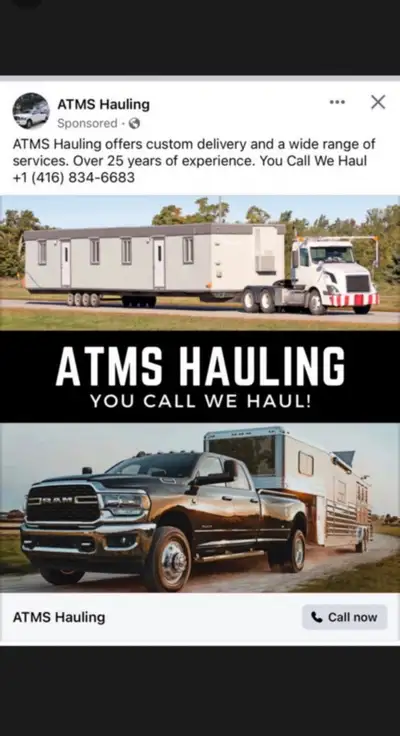 ATM Hauling offering custom delivery needs serving Ontario. Single Axle Transport Truck & 3500 Duall...