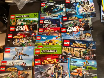 OVER 20 ORIGINAL LEGO SETS. FROM SUPERHERO, MINECRAFT, STARWARS, CREATOR, RACECARS AND MORE. THEY AR...