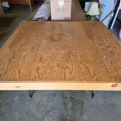 Large, heavy-duty, roughly square, 4ft utility table with folding legs Please make sure your vehicle...