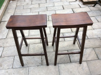 PAIR  OF  SOLID  WOOD  STOOLS