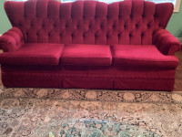 Beautiful “Vintage”  Burgandy Rose Tufted Sofa Set
